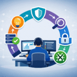 security incident lifecycle SOC diagram with analyst monitoring circular response phases