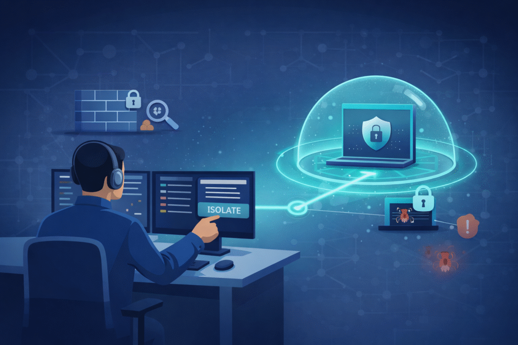 security incident lifecycle SOC response showing endpoint isolation and threat containment