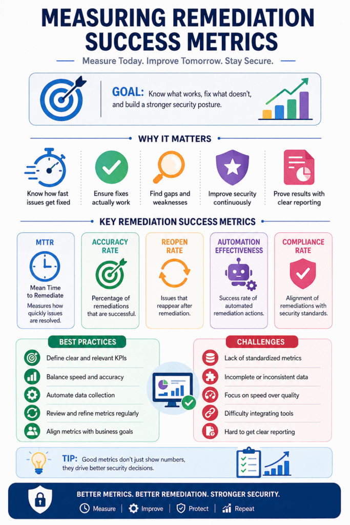 A detailed guide on KPIs and challenges when measuring remediation success metrics for better security.