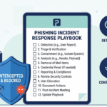 Digital checklist and security shield representing a comprehensive phishing incident response playbook workflow.