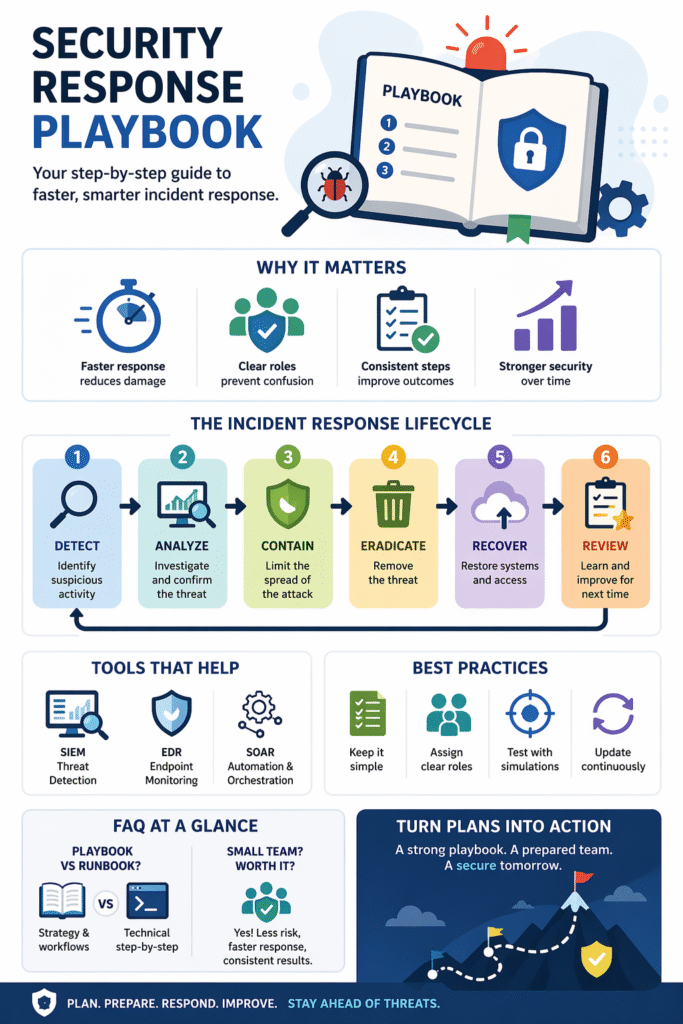 A detailed guide and lifecycle infographic explaining what is security response playbook for teams.