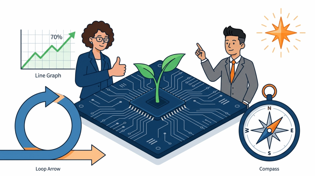 Security analyst and manager collaborating on a growth strategy for creating effective SOAR playbooks.