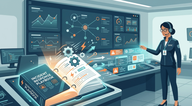 Security analyst using a digital binder for automated playbook driven incident response in a modern SOC.
