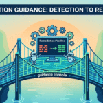 A professional vector illustration of MSSP Remediation Guidance Explained showing a data bridge from detection to resolution.