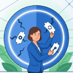 Professional woman fixing cracks in a shield, representing various types security remediation recommendations.