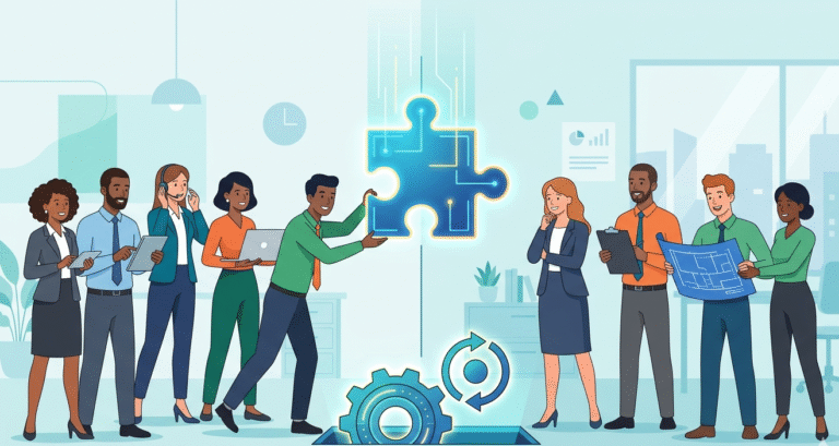Illustration of teamwork coordinating remediation efforts with clients to remove a major software bug.