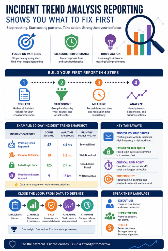 Infographic for incident trend analysis reporting with steps