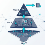 Circular flowchart mapping SOC analyst tier 1 2 3 responsibilities in a collaborative MSSP environment. 