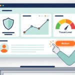 Modern vector illustration of an interactive screen showcasing MSSP Reporting Dashboard Features.