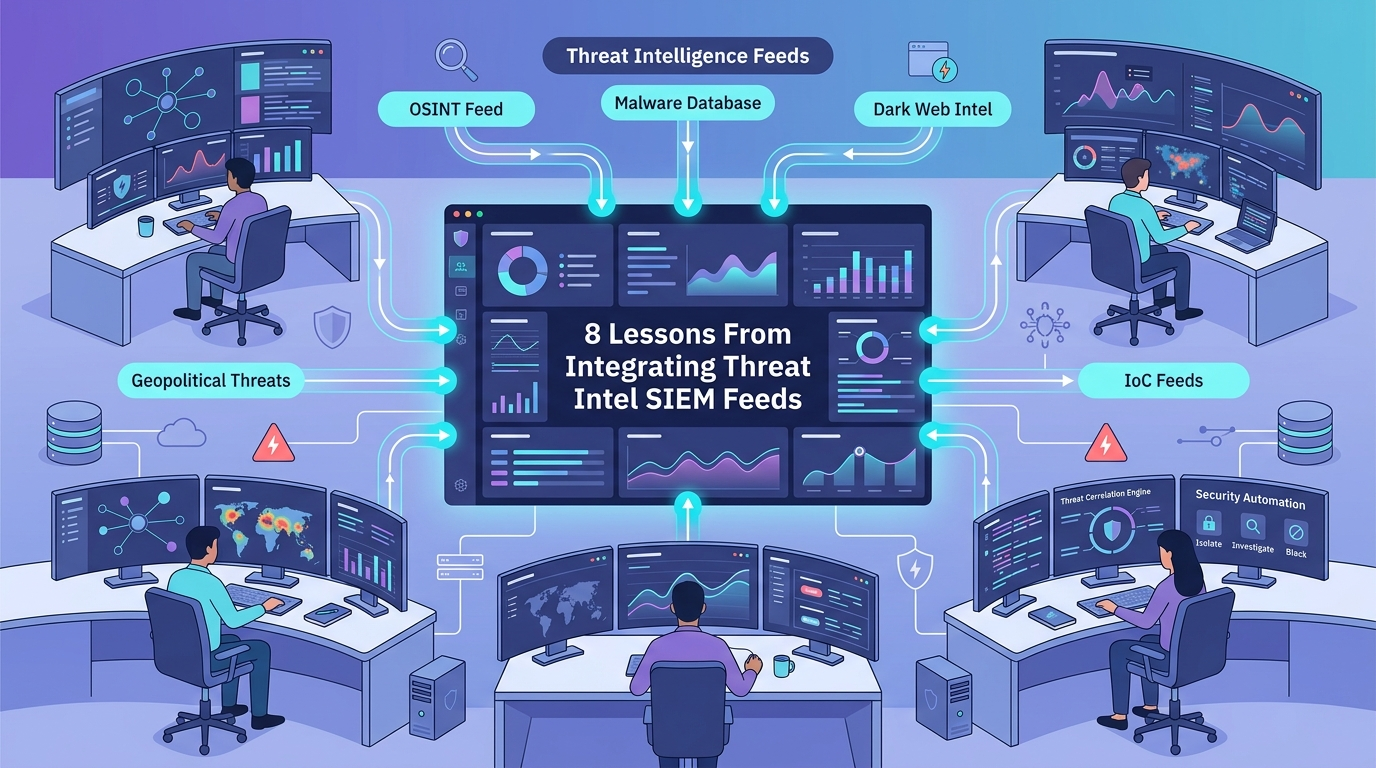 Five analysts managing feeds from OSINT, dark web, and IoC sources while integrating threat intel siem across a unified platform.