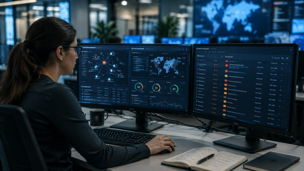 Cybersecurity analyst using IOC Management Enrichment Process to investigate prioritized enriched security alerts