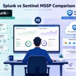 Side-by-side platform overview for a splunk vs sentinel mssp comparison showing hybrid and cloud-native capabilities.