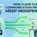 Graphic of data stream from provider to clients highlighting Client Communication Protocols MSSP.