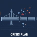 Broken pipeline showing a communication during security crisis with isolated corporate departments. 