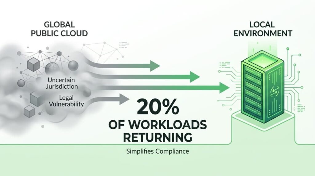 Workload repatriation diagram from public cloud to local environment during secure cloud migration