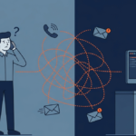 Confused IT teams separated by a chaotic communication knot, showing why defining points contact mssp is vital.