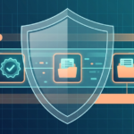 Vector showing secure communication methods mssp with a large transparent shield protecting a multi-layered data pipeline. 