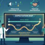 A digital expectation map screen showing a realistic path for managing client expectations communication. 