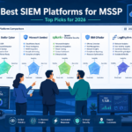MSSP SOC team comparing best SIEM platforms for MSSP on a large display showing radar charts.