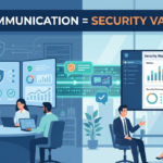 Vector flow chart tracking the step-by-step alert, update, and trust phases of an mssp client communication strategy. 