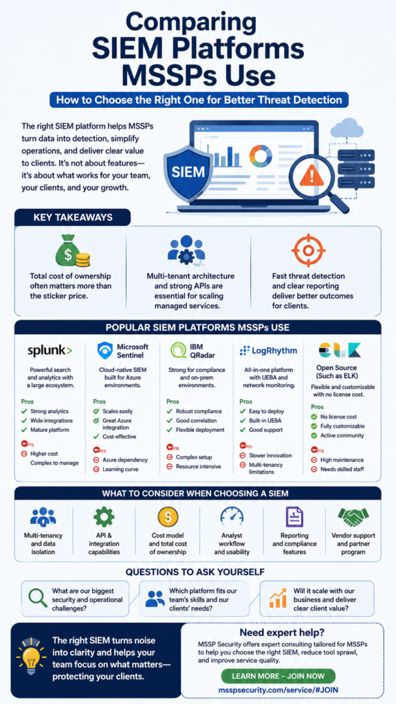 Performance chart comparing SIEM platforms MSSP uses to analyze threat detection speeds.