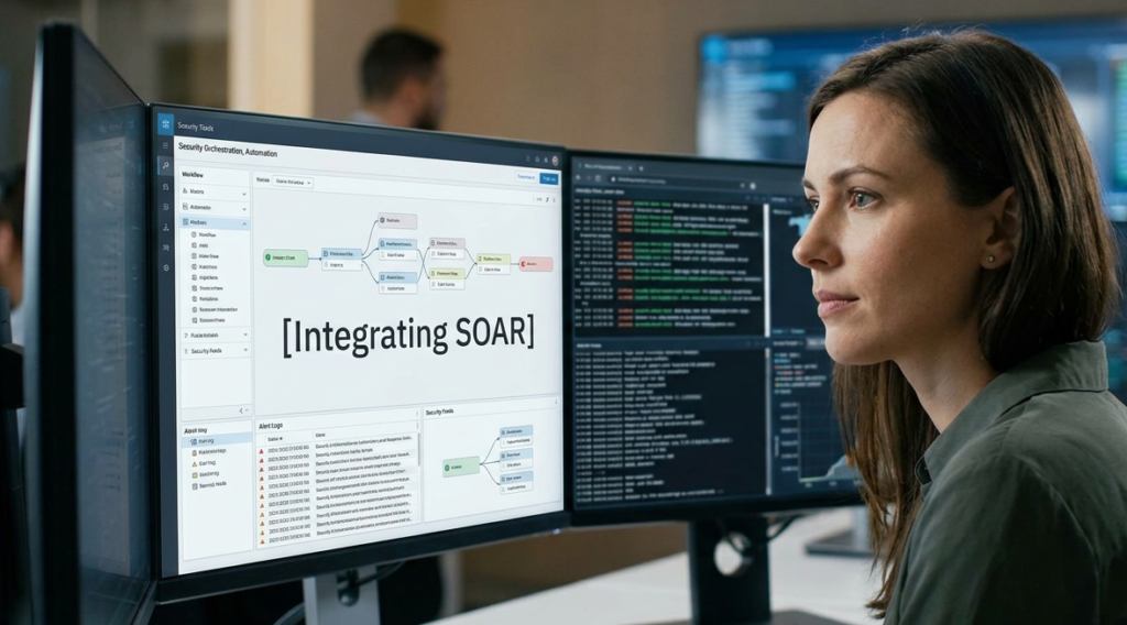 Security analyst screen demonstrating integrating soar with security stack tools to streamline incident handling.