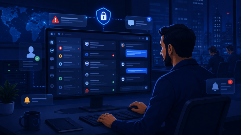 Portal communication notification center for secure MSSP communication and real-time alerts