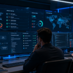 Choosing SOAR Platforms Guide showing SOC analysts monitoring security dashboards and automated response workflows