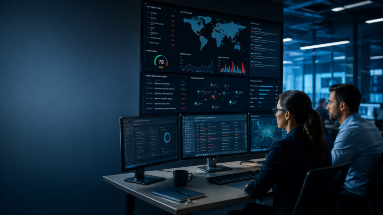 What is Threat Intelligence Platform (TIP) displayed on SOC dashboards as analysts monitor cyber threats. 