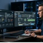Analyst reviews network data comparing palo alto vs fortinet managed firewall performance