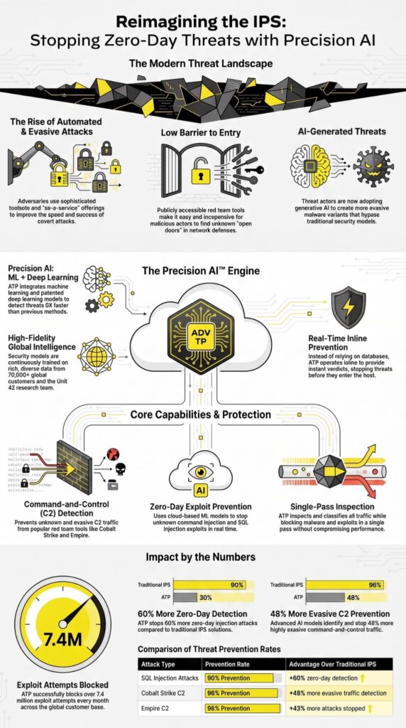 Infographic explains palo alto vs fortinet managed firewall performance against zero-day threats