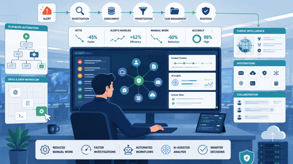 SOC analyst workflow screen supporting a cortex xsoar vs splunk soar review from alert to response.