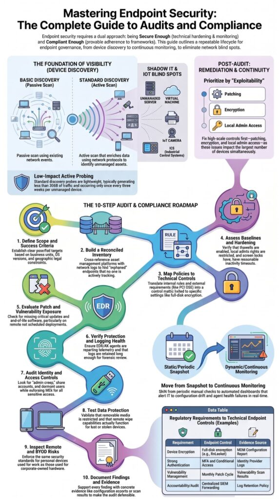 Infographic guide for evaluating endpoint security tools in California audits.