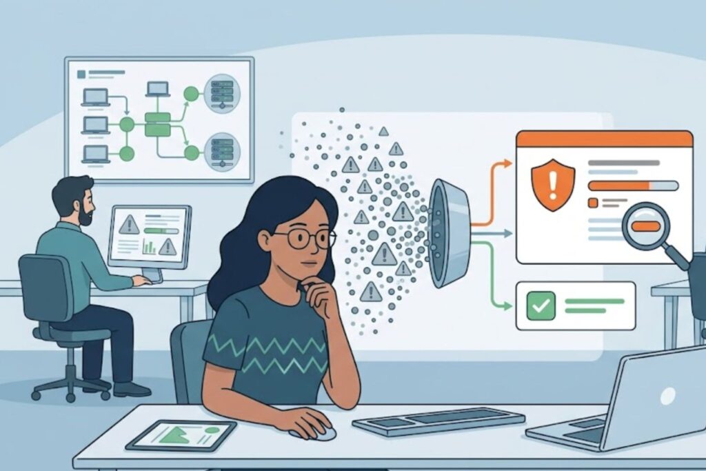 Analysts addressing edr deployment management challenges from alert overload to resolution.