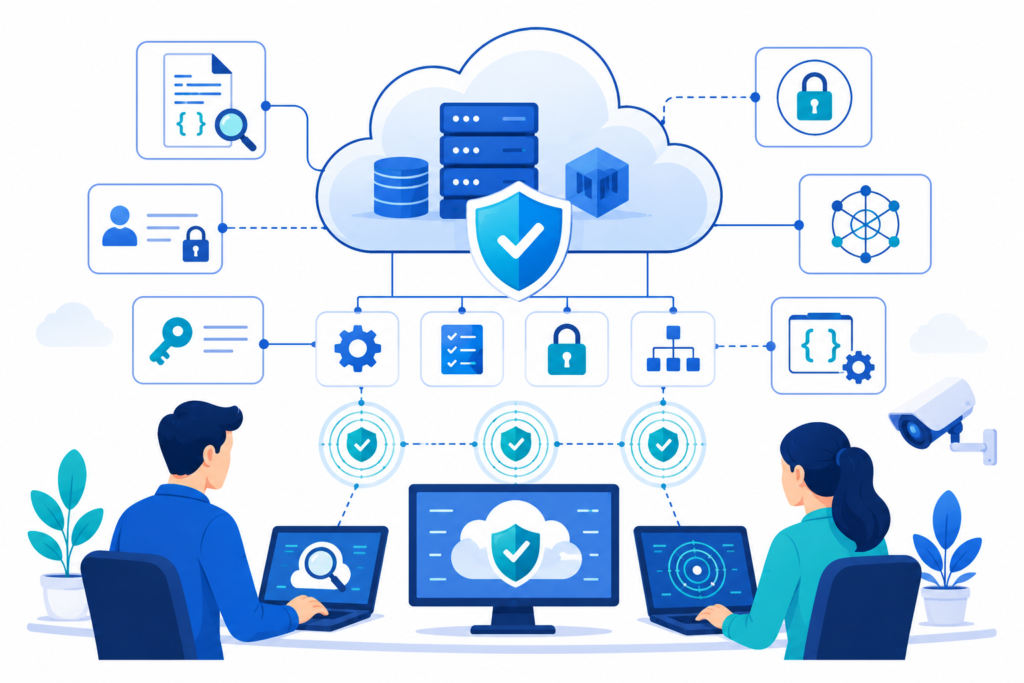 Cloud infrastructure vulnerability scanning with cloud configuration assessment, continuous monitoring, and risk detection