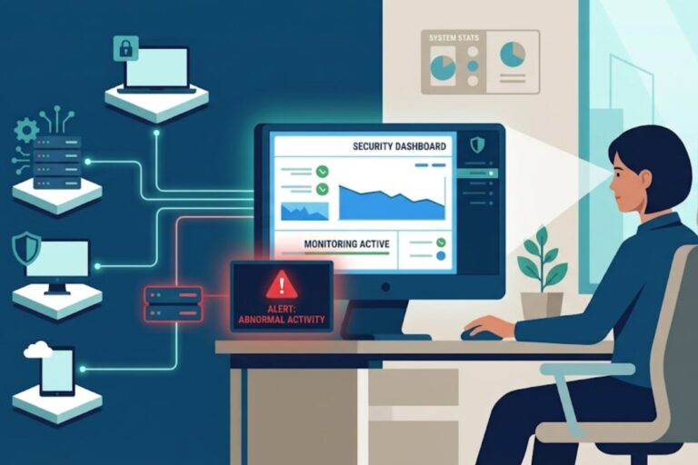 Analyst monitoring endpoint visibility response capabilities on a live security dashboard.