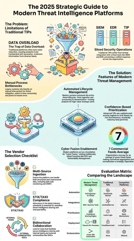 Infographic guide for choosing tip vendor solution with features and vendor comparison matrix.