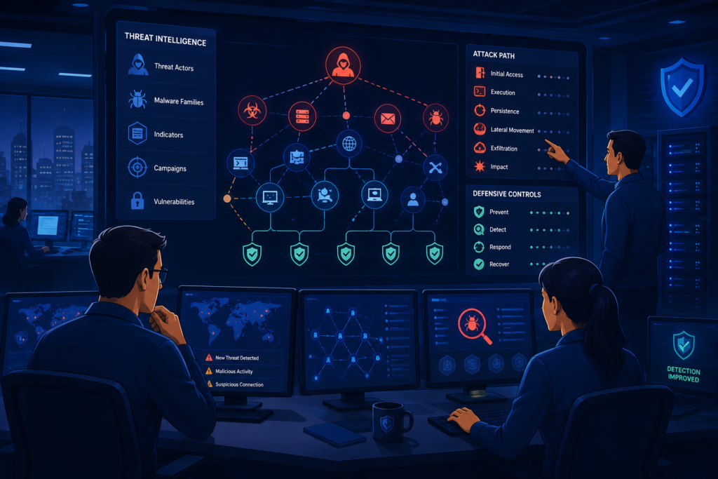 Threat intelligence platform visualization supporting threat actor TTPs tip security operations