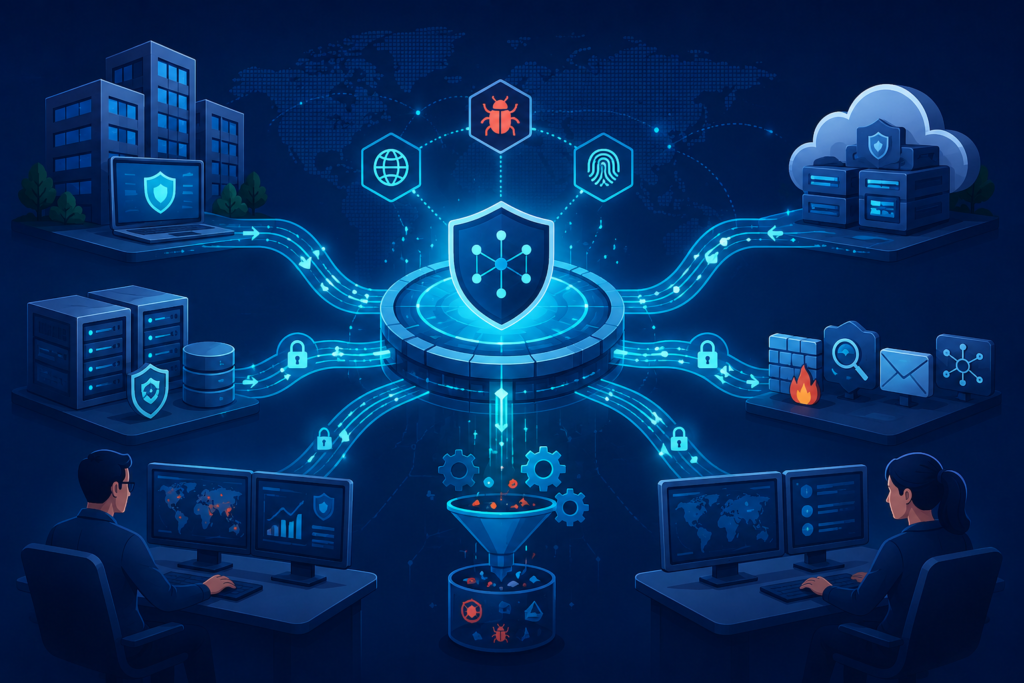 Threat intelligence sharing collaboration using threat intelligence platforms and secure data exchange technologies