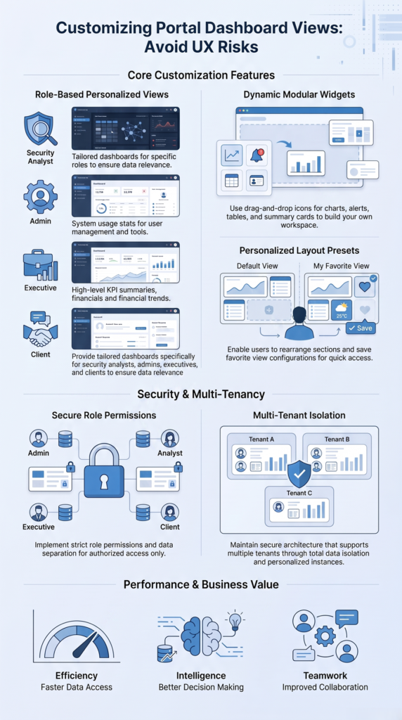 Customizing portal dashboard views with role-based dashboards, secure access, and flexible layouts.