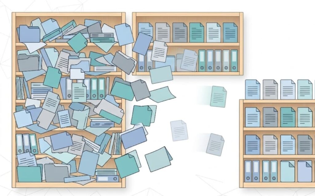 Visual contrast showing automating threat intelligence enrichment turns clutter into order.
