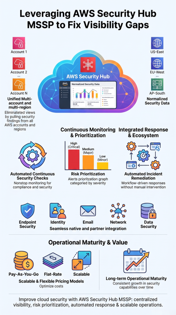 Leveraging AWS Security Hub MSSP to unify cloud security, improve visibility, and automate response.