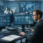 Engineer reviewing MSSP Firewall Technology Options across centralized dashboards for cloud network security