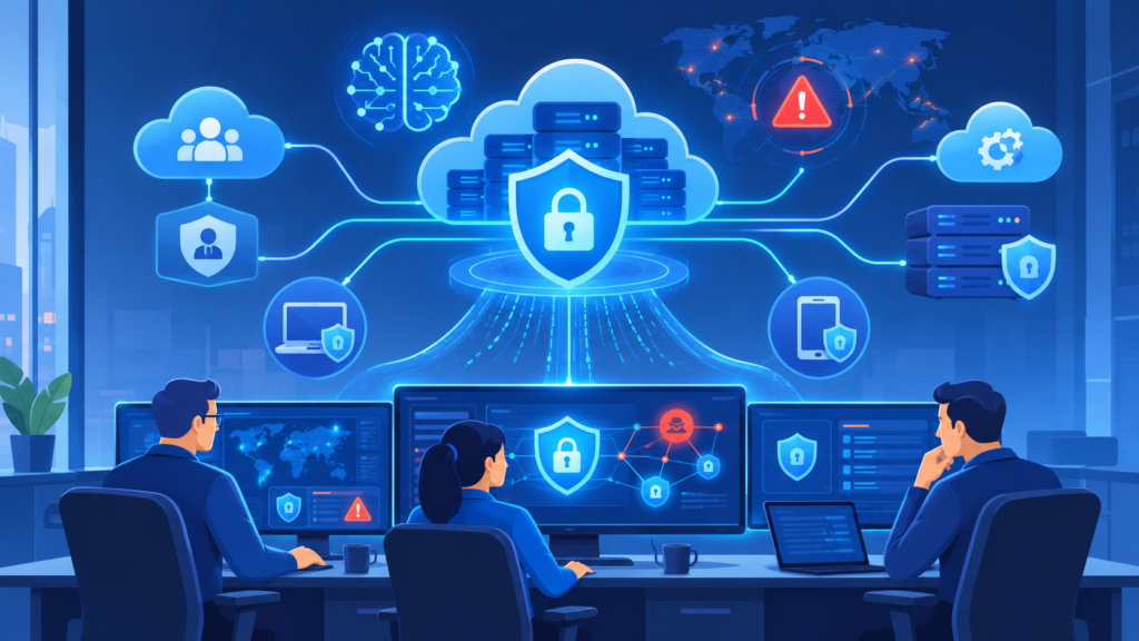 Azure Sentinel managed security service supporting AI threat detection and cloud security analytics 
