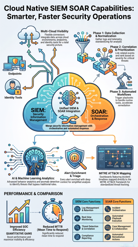 Cloud native SIEM SOAR capabilities improve threat detection, automation, and security operations speed